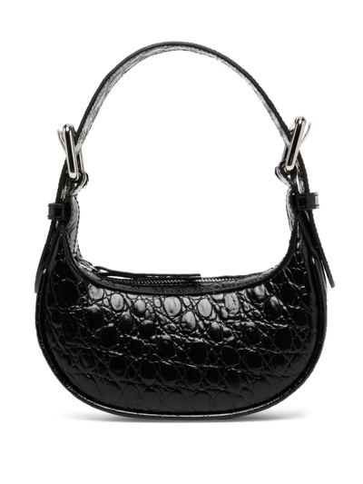 Shop By Far Crocodile-effect Leather Mini Bag In Black