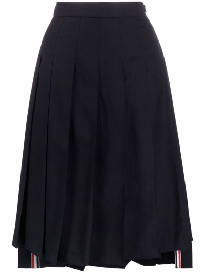 Shop Thom Browne Super 120s Twill Pleated Skirt In Blue