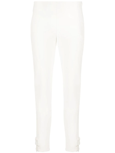 Shop Moncler Mid-rise Tapered Trousers In White