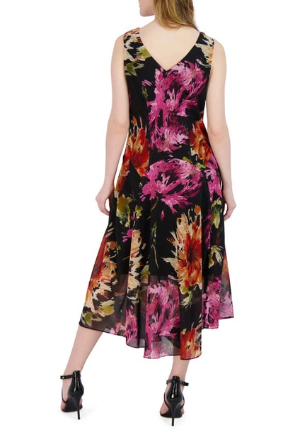 Shop Robbie Bee Floral Cowl Neck Sleeveless Midi Dress In Black Multi