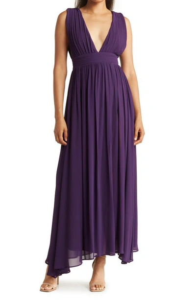 Shop Love By Design Athen Plunging V-neck Maxi Dress In Blackberry Cordial