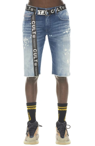Cult Of Individuality Belted Rocker Slim Fit Denim Shorts In Dune