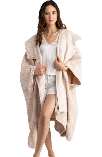 Saachi Waffle Drape Jacket In Pastel Pink