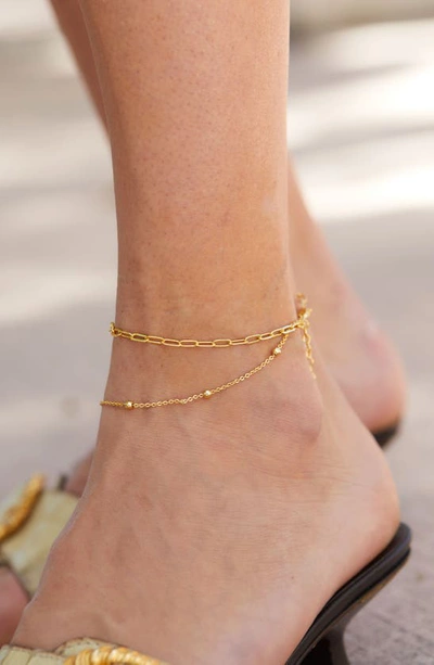 Shop Savvy Cie Jewels 18k Gold Plated Layered Chain Anklet In Yellow