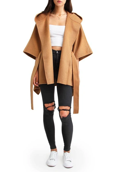 Belle & Bloom Jackson Landing Wool Blend Cape Coat In Camel