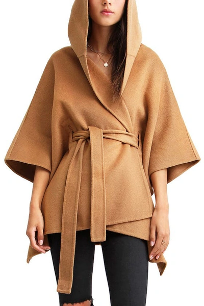 Shop Belle & Bloom Jackson Landing Wool Blend Cape Coat In Camel