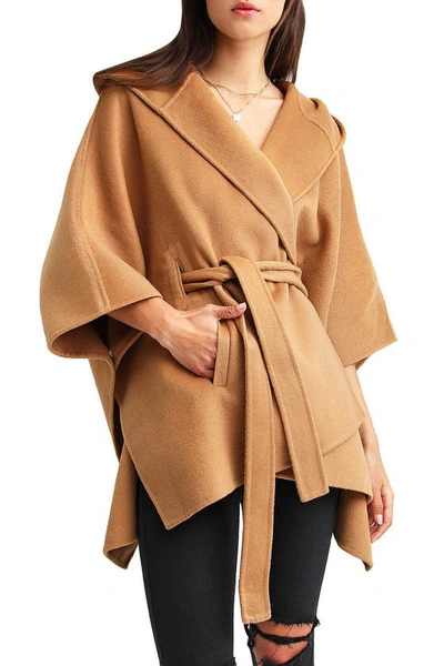 Shop Belle & Bloom Jackson Landing Wool Blend Cape Coat In Camel