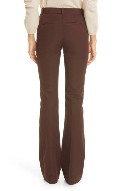 Shop Frame Le High Flare Stretch Cotton Trouser Pants In Mahogany