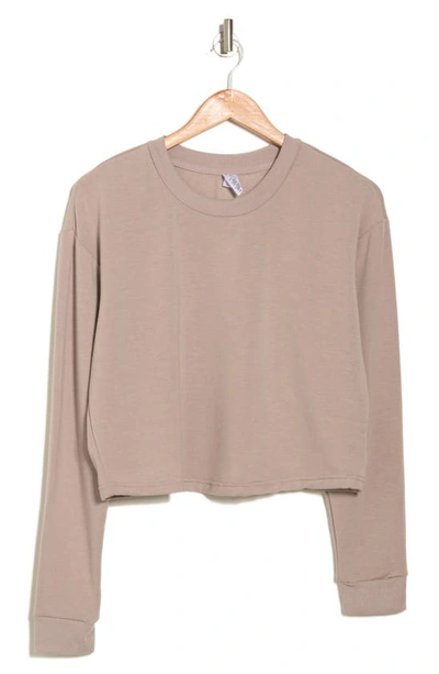 Shop 90 Degree By Reflex Terry Brushed Solid Cropped Sweatshirt In Satellite