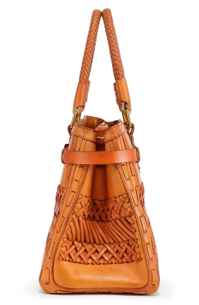 Shop Old Trend Woven Leather Satchel In Caramel