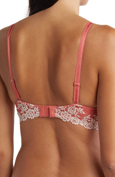 Shop Wacoal Embrace Lace Plunge T-shirt Bra In Faded Rose/ White Sand
