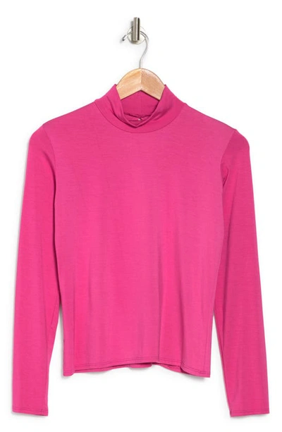 Shop Go Couture Spring Turtleneck Long Sleeve Sweater Tee In Dahlia