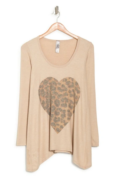 Shop Go Couture Assymetrical Leopard Heart Swing Sweater In Ivory Print 1