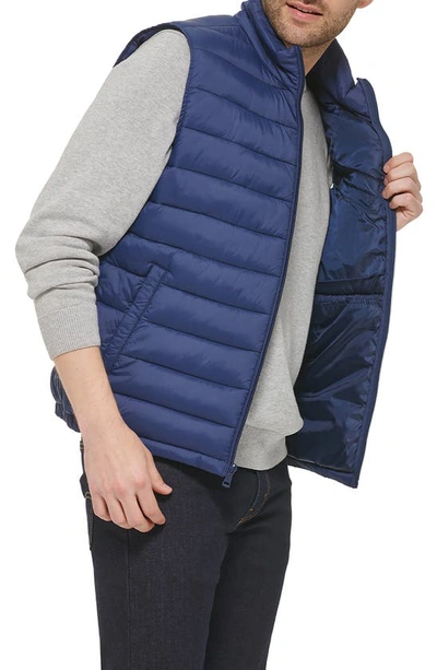 Shop Cole Haan Quilted Puffer Vest In Navy