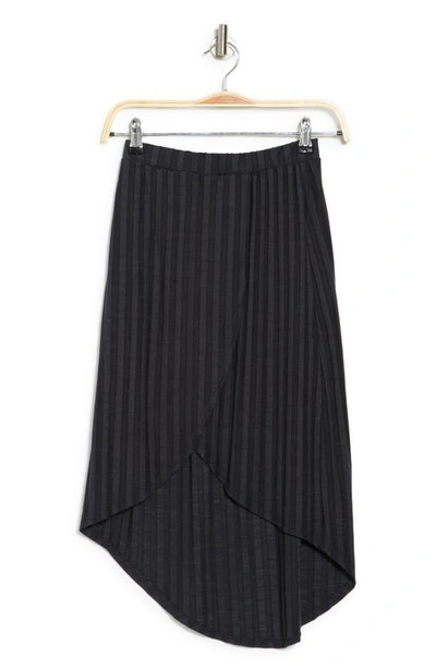 Go Couture Ribbed High/low Hem Maxi Skirt In Black
