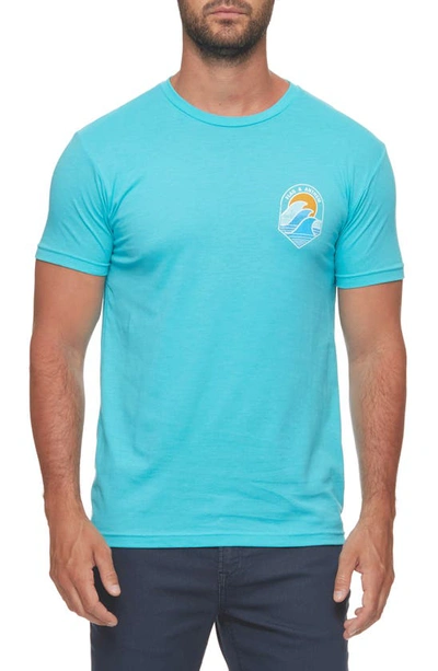 Shop Flag And Anthem Sunset Waves Short Sleeve T-shirt In Bright Blue