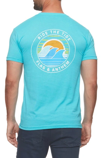 Shop Flag And Anthem Sunset Waves Short Sleeve T-shirt In Bright Blue