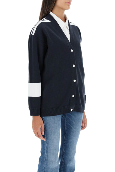 Shop Valentino Embroidered Cotton Cardigan In Blue,white