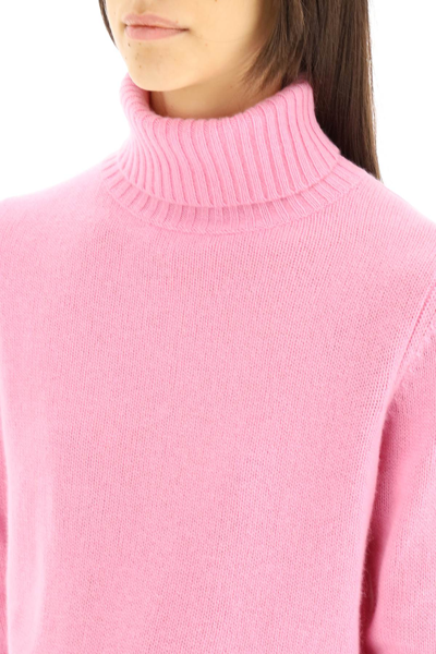 Shop Allude Cashmere Turtleneck Sweater In Pink