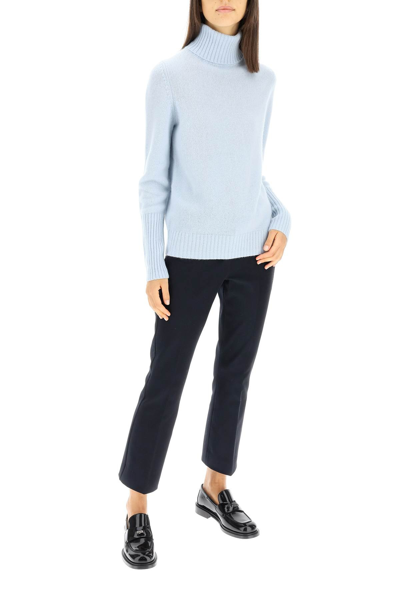 Shop Allude Cashmere Turtleneck Sweater In Light Blue