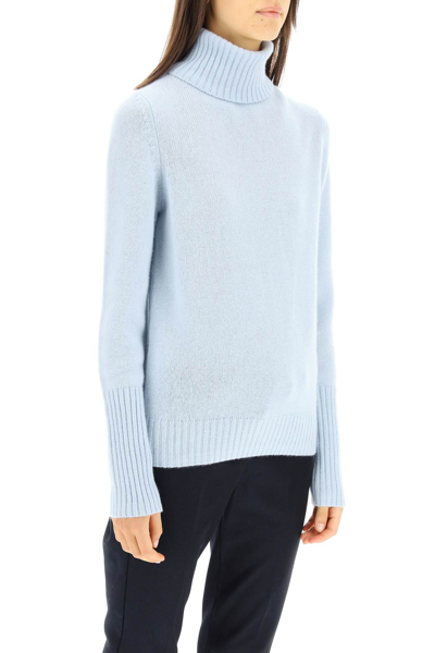 Shop Allude Cashmere Turtleneck Sweater In Light Blue
