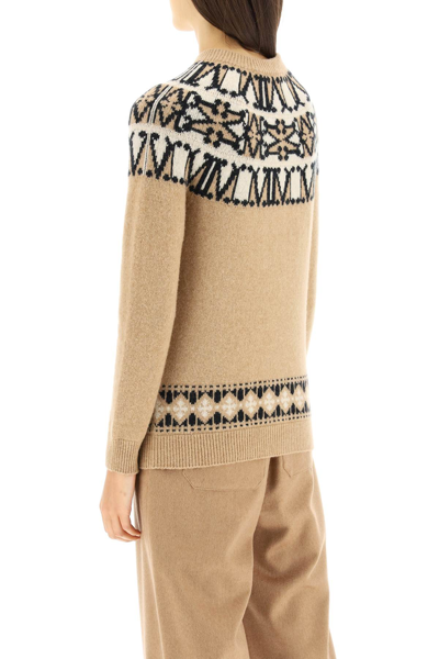 Shop Max Mara 'trudy' Jacquard Sweater In Beige