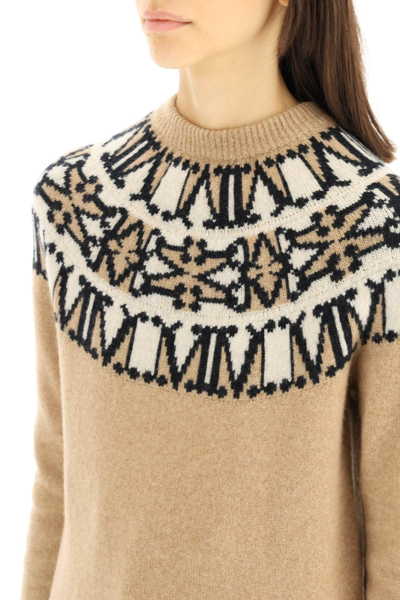 Shop Max Mara 'trudy' Jacquard Sweater In Beige
