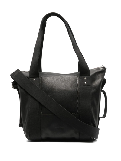 Shop Rick Owens Contrast-stitching Grained Tote Bag In Black