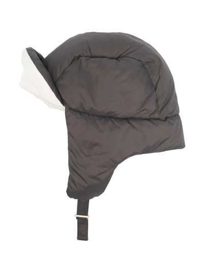 Shop Yves Salomon Reversible Quilted Side-flap Hat In Grey