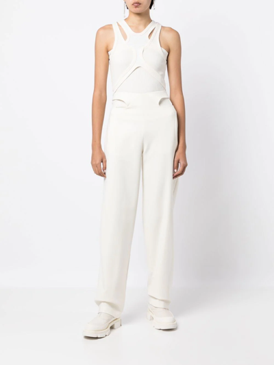 Shop Dion Lee Y-front Wool Pants In White