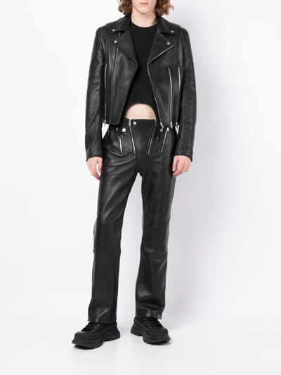 Shop Dion Lee Corset Leather Biker Jacket In Black