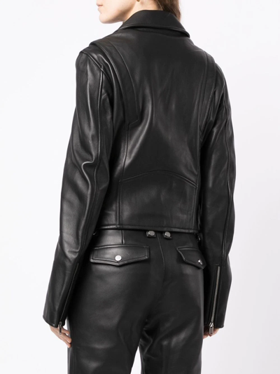 Shop Dion Lee Corset Leather Biker Jacket In Black