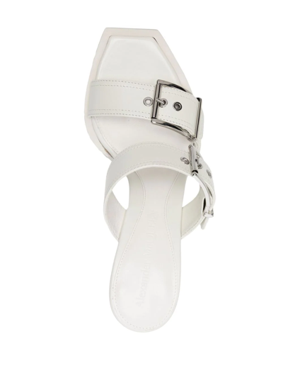 Shop Alexander Mcqueen Buckle-detail 100mm Sandals In White