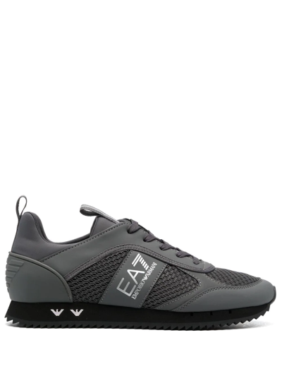 Shop Ea7 Cordura Logo-print Panelled Sneakers In Grey