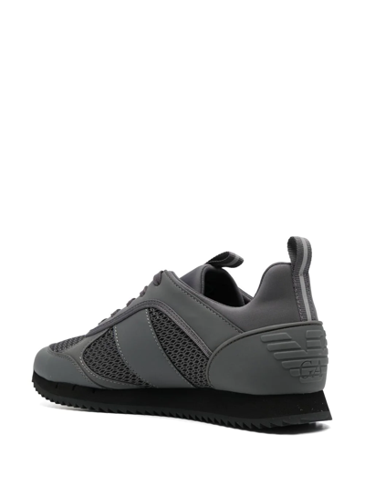 Shop Ea7 Cordura Logo-print Panelled Sneakers In Grey