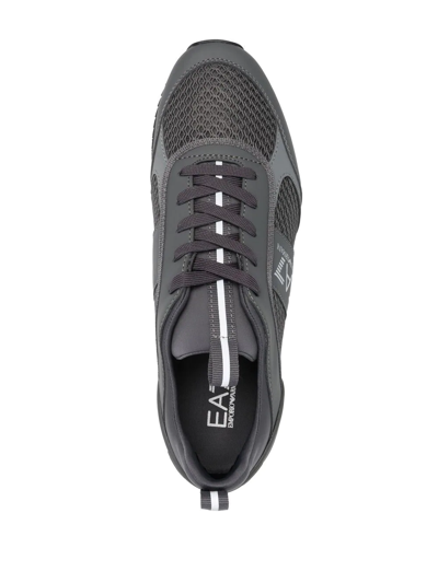 Shop Ea7 Cordura Logo-print Panelled Sneakers In Grey