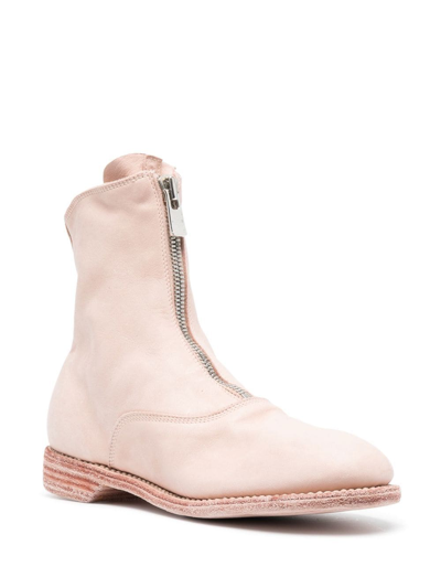 Guidi Zip-up 25mm Heeled Boots In Pink