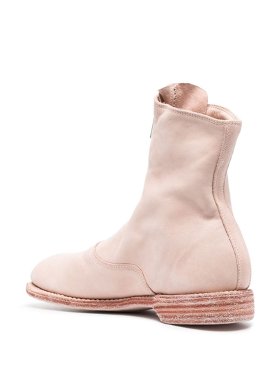 Guidi Zip-up 25mm Heeled Boots In Pink