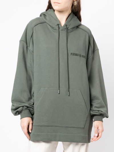 Shop Juunj Graphic Drawstring Hoodie In Green