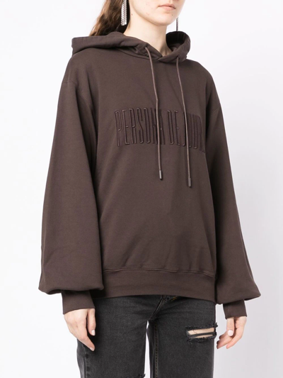 Juunj Slogan Drawstring Hoodie In Brown
