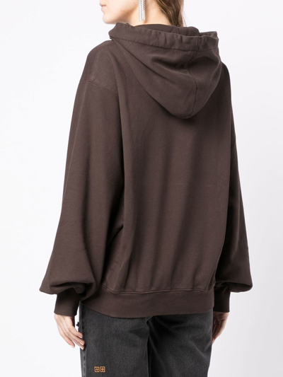 Juunj Slogan Drawstring Hoodie In Brown