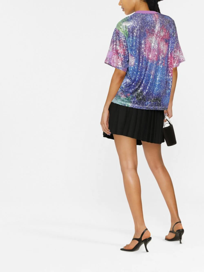 Shop Versace Jeans Couture Sequin-embellished Short-sleeved T-shirt In Blue