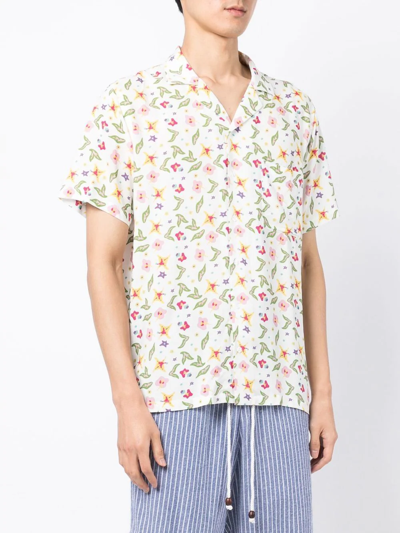 Shop Arrels Barcelona Floral-print Camp-collar Shirt In White