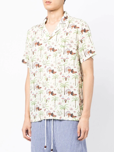 Shop Arrels Barcelona Graphic-print Camp-collar Shirt In Yellow