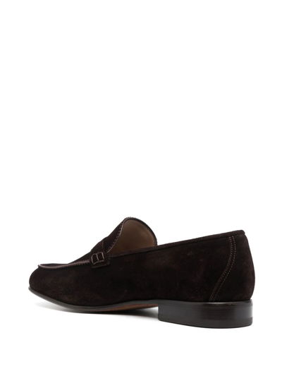 Ferragamo Suede Penny Loafers In Brown