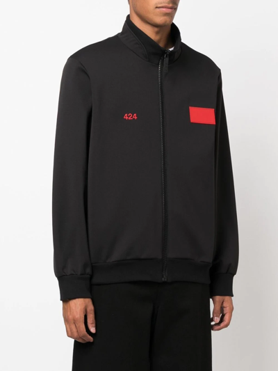 Shop 424 Logo-embroidered Zipped Jacket In Black