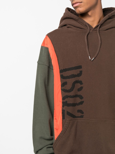 Shop Dsquared2 Colour-blocked Logo-print Hoodie In Brown