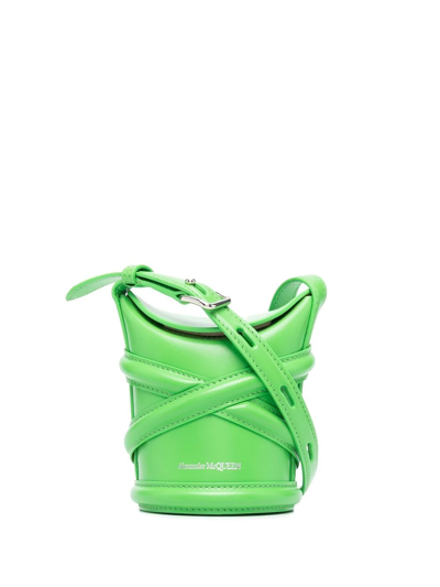 Shop Alexander Mcqueen Small Curve Bucket Bag In Green