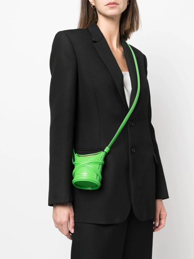 Shop Alexander Mcqueen Small Curve Bucket Bag In Green