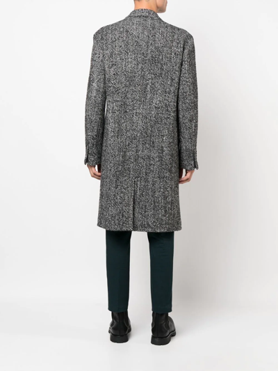 Shop Tagliatore Interwoven Double-breasted Wool Coat In Black